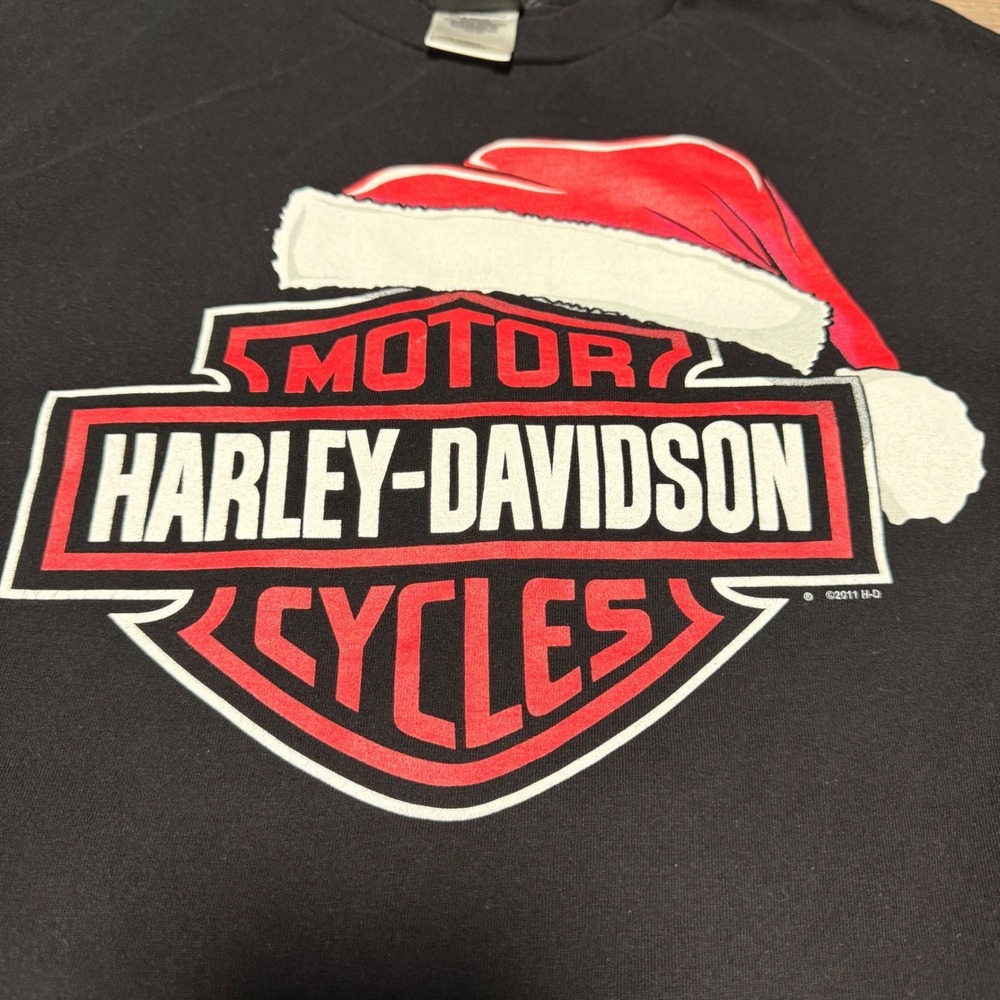 Harley-Davidson Long Sleeve Shirt Mens 2XL Black Christmas Santa Orlando Florida